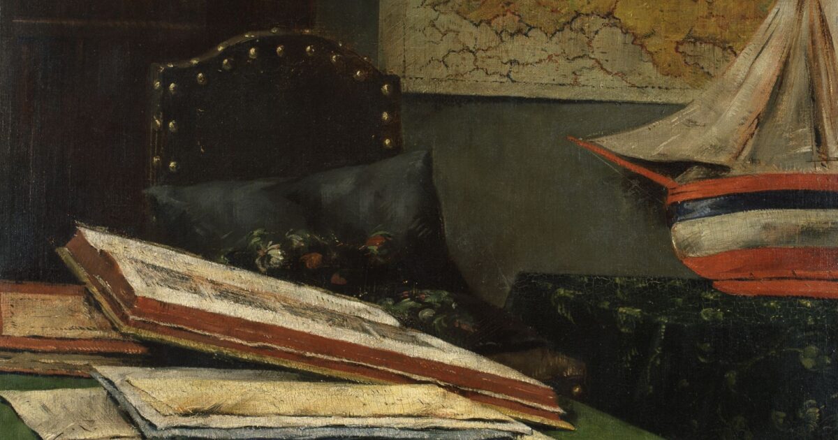 books and candle 1890 still life Painting in Oil for Sale