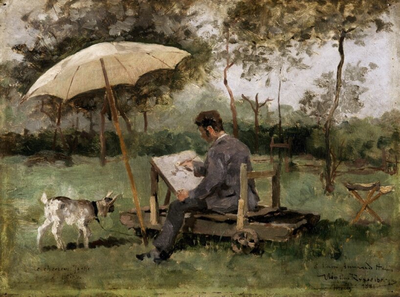 Théo Van Rysselberghe en Armand Heins, 'Armand Heins aan het schilderen in open lucht', 1881, MSK Gent